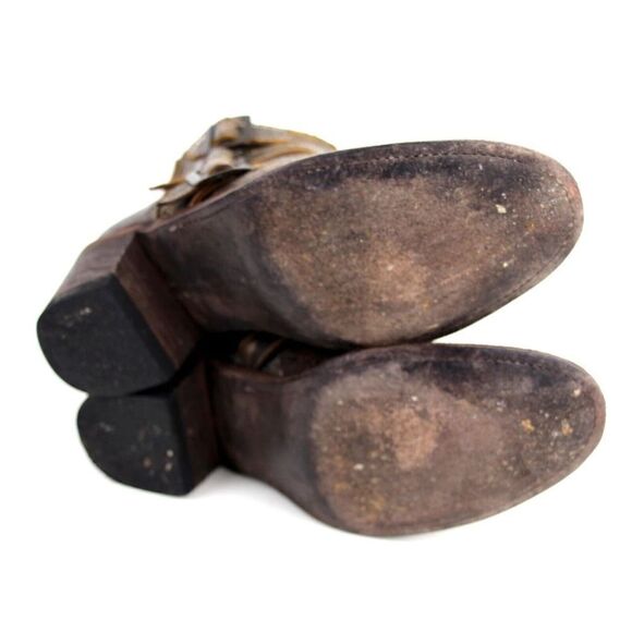 Five World Cordani METALLIC BROWN GENUINE LEATHER LOW HEEL BELTED ANKLE BOOTS 8B - Picture 10 of 10